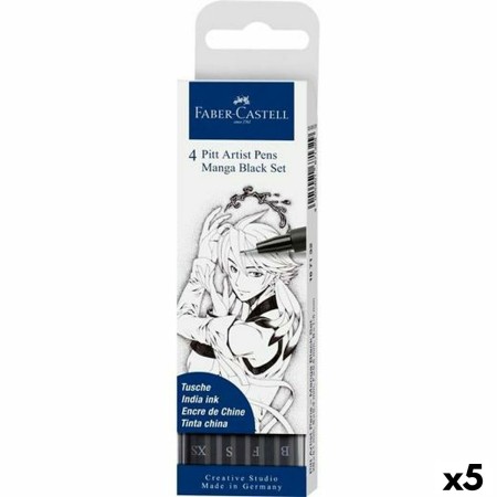 Set de Rotuladores Faber-Castell Pitt Artist Cómic, dibujo y manga Estuche Negro (5 Unidades) | Tienda24 - Global Online Shop Tienda24.eu