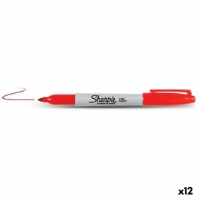 Marqueur permanent Sharpie Fine Point Rouge (12 Unités) de Sharpie, Marqueurs indélébiles & Stylos-marqueurs - Réf : S8422782...