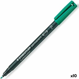 Marcatore permanente Staedtler Lumocolor 318 F Verde (10 Unità) di Staedtler, Pennarelli indelebili e marcatori - Rif: S84228...