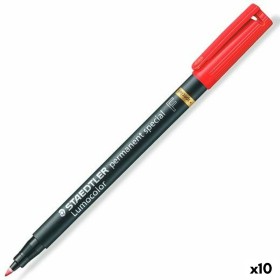 Marqueur permanent Staedtler Lumocolor Rouge 10 Unités de Staedtler, Marqueurs indélébiles & Stylos-marqueurs - Réf : S842287...