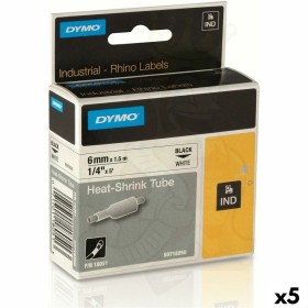 Laminiertes Klebeband zur Kennzeichnung von Maschinen Rhino Dymo ID1-6 Weiß Schwarz 6 x 1,5 mm (5 Stück) von Dymo, Klebeetike...