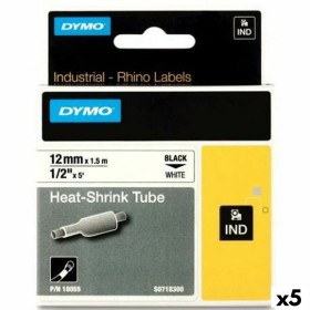 Cinta laminada para máquinas rotuladoras Rhino Dymo ID1-12 Branco Preto 12 x 1,5 mm (5 Unidades) de Dymo, Etiquetas adesivas ...