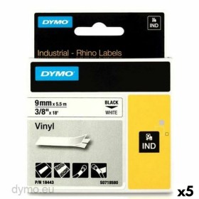 Ruban Laminé pour Etiqueteuses Rhino Dymo ID1-9 Blanc Noir 9 x 5,5 mm Autocollants (5 Unités) de Dymo, Étiquettes adhésives e...