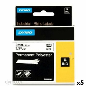 Laminiertes Klebeband zur Kennzeichnung von Maschinen Rhino Dymo ID1-9 9 x 5,5 mm Schwarz Polyester Weiß (5 Stück) von Dymo, ...