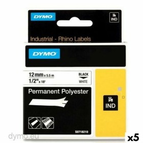 Ruban Laminé pour Etiqueteuses Rhino Dymo ID1-12 12 x 5,5 mm Noir Blanc Autocollants (5 Unités) de Dymo, Étiquettes adhésives...