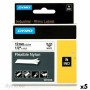 Laminated Tape for Labelling Machines Rhino Dymo ID1-12 12 x 3,5 mm Black White Self-adhesives (5 Units) by Dymo, Adhesive la...