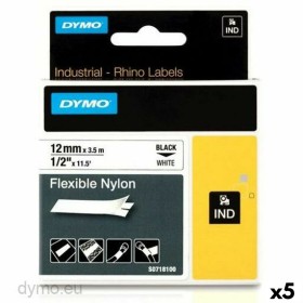 Cinta Laminada para Rotuladoras Rhino Dymo ID1-12 12 x 3,5 mm Negro Blanco Autoadhesivas (5 Unidades) de Dymo, Etiquetas adhe...