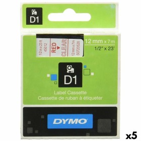 Laminiertes Klebeband zur Kennzeichnung von Maschinen Dymo D1 45012 12 mm LabelManager™ Durchsichtig Rot Schwarz (5 Stück) vo...