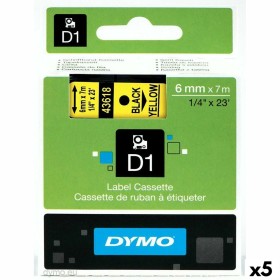 Laminated Tape for Labelling Machines Dymo D1 43618 6 mm LabelManager™ Yellow (5 Units) by Dymo, Adhesive labels and stickers...