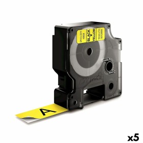 Laminated Tape for Labelling Machines Dymo D1-19 45808 LabelManager™ Black Yellow (5 Units) by Dymo, Adhesive labels and stic...