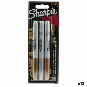 Set di Pennarelli Sharpie Multicolore in metallo 3 Pezzi 1 mm (12 Unità) di Sharpie, Pennarelli indelebili e marcatori - Rif:...