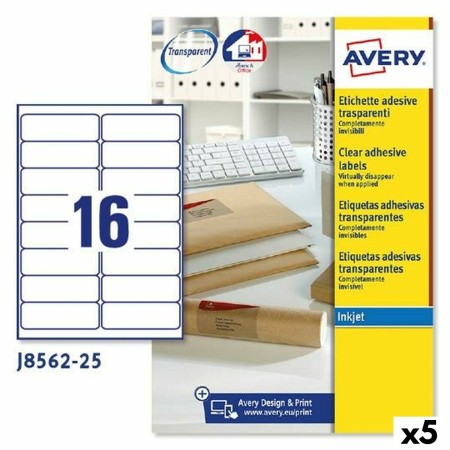 Etiquettes pour Imprimante Avery J8562 25 Volets 99,1 x 33,9 mm Transparent (5 Unités) | Tienda24 - Global Online Shop Tienda24.eu