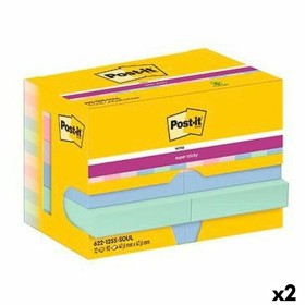 Haftnotizen Post-it Super Sticky Bunt 12 Stücke 47,6 x 47,6 mm (2 Stück) von Post-it, Selbstklebende Notizzettel - Ref: S8426...