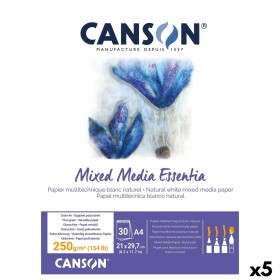 Bloco de desenho Canson Mixed Media Essentia Branco Branco Natural A4 30 Folhas (5 Unidades) de Canson, Papel de desenho - Re...