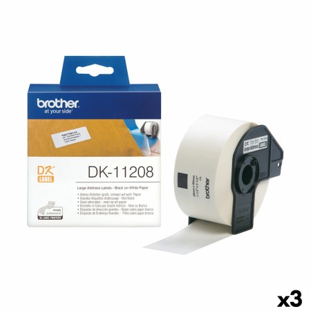 Printer Labels Brother DK-11208 White/Black 38 X 90 mm (3 Units) by Brother, Adhesive labels and stickers - Ref: S8427420, Pr...