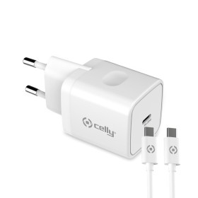 Wall Charger + USB C Cable Celly White 20 W by Celly, Chargers - Ref: S8427606, Price: 27,21 €, Discount: %