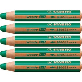 Colouring pencils Stabilo Woody Dark green 3-in-1 (5 Units) by Stabilo, Drawing materials - Ref: S8427715, Price: 8,18 €, Dis...