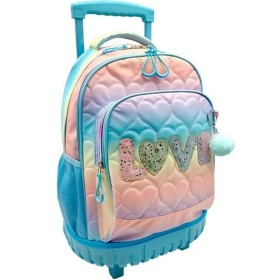 School Rucksack with Wheels Blin-Blin Love Turquoise 43 x 34 x 24 cm by Blin-Blin, Children's Backpacks - Ref: S8435161, Pric...