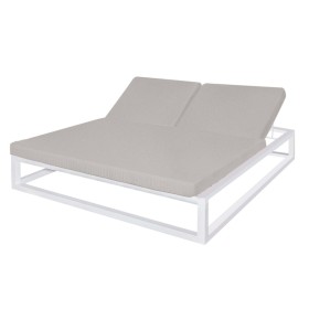 Chaise longue Luana Double 180 x 200 x 43 cm Blanc Gris acier de BigBuy Garden, Bains de soleil - Réf : S8700240, Prix : 2,00...