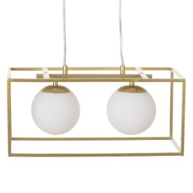 Candeeiro de teto 45 x 20 x 20 cm Cristal Dourado Metal Branco de BigBuy Home, Iluminação suspensa - Ref: S8800387, Preço: 41...