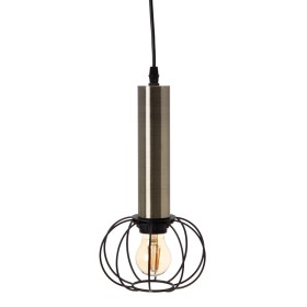 Lampadario Nero Dorato Metallo 16 x 16 x 30 cm di BigBuy Home, Lampade a sospensione - Rif: S8800678, Prezzo: 16,58 €, Sconto: %