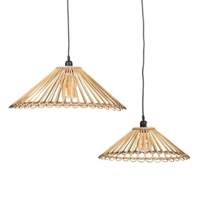 Lampadario 57 x 57 x 20,5 cm Naturale Bambù 220 V 240 V 60 W (2 Unità) di BigBuy Home, Lampade a sospensione - Rif: S8801241,...