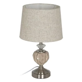 Desk lamp Beige Silver Metal Crystal 10 W 220 V 27 x 27 x 44 cm by BigBuy Home, Bedside and Table Lamps - Ref: S8805163, Pric...