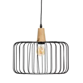 Suspension Noir Naturel Bois Fer 220-240 V 35 x 35 cm de BigBuy Home, Suspensions - Réf : S8805192, Prix : 38,83 €, Remise : %