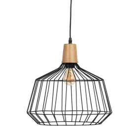 Candeeiro de teto Preto Natural Madeira Ferro 220-240 V 36 x 36 cm de BigBuy Home, Iluminação suspensa - Ref: S8805193, Preço...