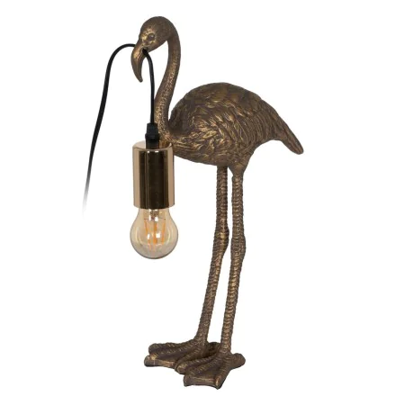 Lampe de bureau Flamingo Doré Polyrésine 40 W 220-240 V 23 x 11,5 x 39,5 cm de BigBuy Home, Lampes de chevet - Réf : S8805272...