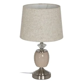 Desk lamp Beige Silver Metal Crystal 10 W 220 V 27 x 27 x 45 cm by BigBuy Home, Bedside and Table Lamps - Ref: S8805282, Pric...