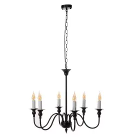 Lampadario Bianco Nero Ferro 40 W 220 V 65 x 65 x 49,5 cm di BigBuy Home, Lampade a sospensione - Rif: S8805969, Prezzo: 60,7...