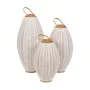 Lanterna Bege Natural Bambu Cristal 40 x 40 x 83 cm de BigBuy Home, Candelabros e suportes para velas - Ref: S8806084, Preço:...