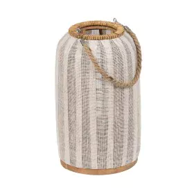 Lanterne Beige Naturel Bambou Verre 22 x 22 x 38 cm de BigBuy Home, Bougeoirs et chandeliers - Réf : S8806088, Prix : 22,58 €...