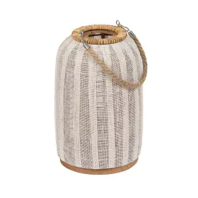 Farol Beige Natural Bambú Cristal 20 x 20 x 33 cm de BigBuy Home, Candelabros y portavelas - Ref: S8806092, Precio: 19,24 €, ...