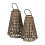 Lanterna Cinzento Bambu Cristal 38 x 38 x 57 cm de BigBuy Home, Candelabros e suportes para velas - Ref: S8806101, Preço: 45,...