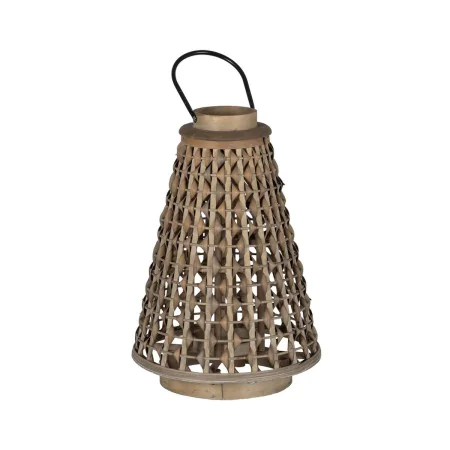 Lanterne Gris Bambou Verre 34 x 34 x 49 cm de BigBuy Home, Bougeoirs et chandeliers - Réf : S8806102, Prix : 37,16 €, Remise : %