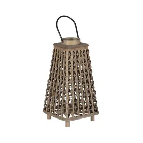 Lanterne Gris Bambou Verre 26 x 26 x 47 cm de BigBuy Home, Bougeoirs et chandeliers - Réf : S8806110, Prix : 35,79 €, Remise : %