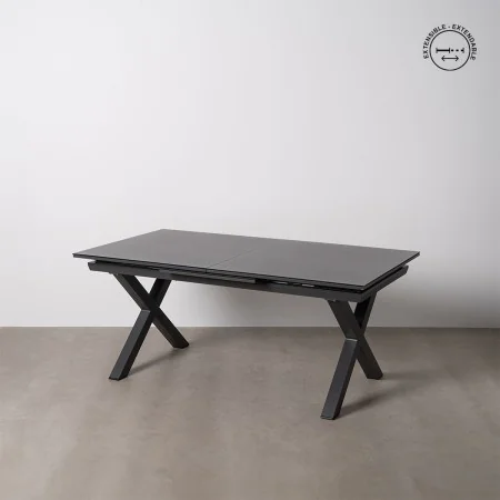 Table de Salle à Manger Anthracite Céramique Aluminium Verre 180 x 100 x 77 cm de BigBuy Home, Tables - Réf : S8806125, Prix ...