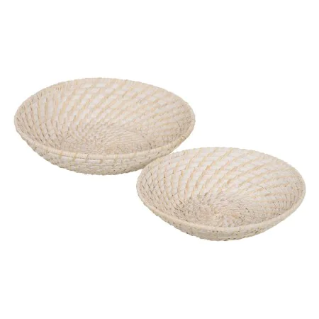 Centerpiece White Bamboo Rattan 35 x 35 x 8 cm (2 Units) by BigBuy Home, Party items - Ref: S8806167, Price: 36,36 €, Discoun...