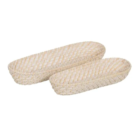 Tray White Bamboo Rattan 44 x 17 x 7 cm (2 Units) by BigBuy Home, Plates and dishes - Ref: S8806168, Price: 26,84 €, Discount: %