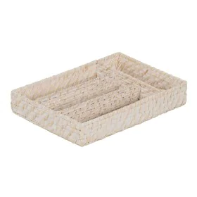 Cestello per posate Bianco Bambù Rattan 34 x 24 x 6 cm di BigBuy Home, Ripiani e supporti - Rif: S8806170, Prezzo: 19,15 €, S...