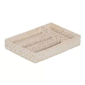 Panier à couverts Blanc Bambou Rotin 34 x 24 x 6 cm de BigBuy Home, Étagères et supports - Réf : S8806170, Prix : 19,95 €, Re...