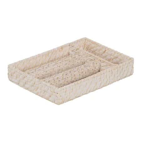 Cestello per posate Bianco Bambù Rattan 34 x 24 x 6 cm di BigBuy Home, Ripiani e supporti - Rif: S8806170, Prezzo: 19,95 €, S...