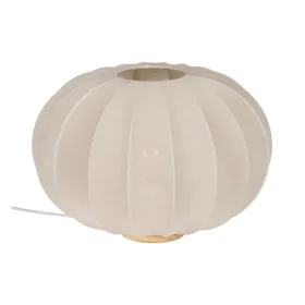 Desk lamp Beige Natural Cotton Wood Metal 60 W 220-240 V 40 x 40 x 28,5 cm by BigBuy Home, Bedside and Table Lamps - Ref: S88...