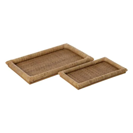 Snack tray Natural Rattan 47,5 x 30 x 4 cm (2 Units) by BigBuy Home, Plates and dishes - Ref: S8806313, Price: 57,18 €, Disco...