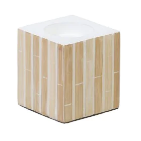 Candleholder Beige Bamboo MDF Wood 10,5 x 10,5 x 10,5 cm by BigBuy Home, Candelabras and candle holders - Ref: S8806497, Pric...