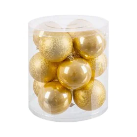 Boules de Noël Or Doré Plastique Ø 8 cm 19,5 X 19,5 X 22 CM (12 Unités) de BigBuy Home, Noël - Réf : S8806645, Prix : 12,46 €...