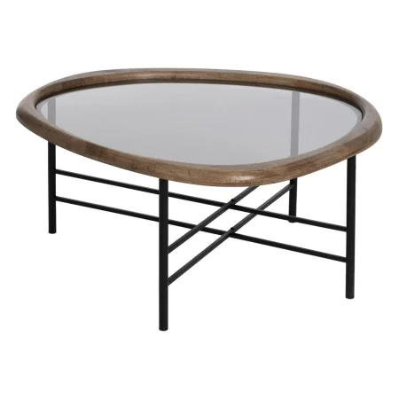 Table Basse Noir Naturel Verre Fer Bois d'hévéa 76 x 81 x 38 cm de BigBuy Home, Tables - Réf : S8806792, Prix : 136,20 €, Rem...