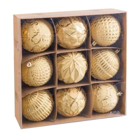 Weihnachtsbaumkugeln Gold Kunststoff Ø 8 cm 24 x 24 x 8 cm (9 Stück) von BigBuy Home, Weihnachten - Ref: S8806923, Preis: 12,...